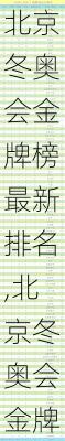 北京冬奥会金牌榜最新排名,北京冬奥会金牌榜最新排名榜