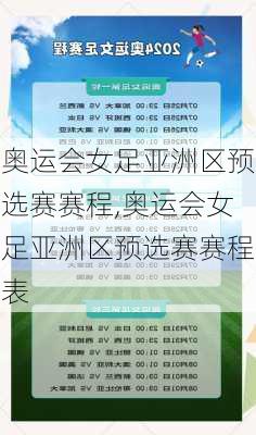 奥运会女足亚洲区预选赛赛程,奥运会女足亚洲区预选赛赛程表