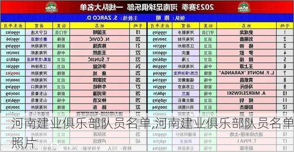 河南建业俱乐部队员名单,河南建业俱乐部队员名单照片