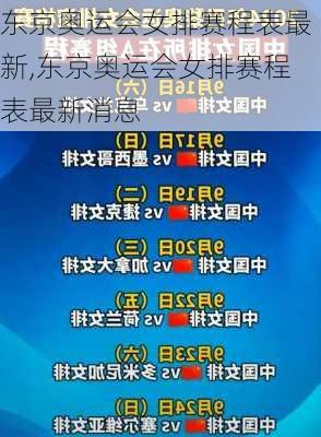 东京奥运会女排赛程表最新,东京奥运会女排赛程表最新消息
