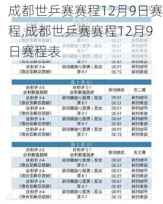 成都世乒赛赛程12月9日赛程,成都世乒赛赛程12月9日赛程表