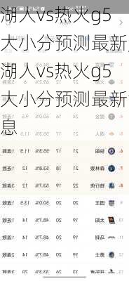 湖人vs热火g5大小分预测最新,湖人vs热火g5大小分预测最新消息