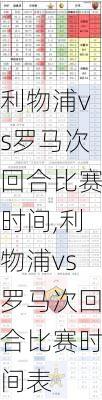 利物浦vs罗马次回合比赛时间,利物浦vs罗马次回合比赛时间表