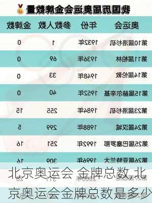 北京奥运会 金牌总数,北京奥运会金牌总数是多少