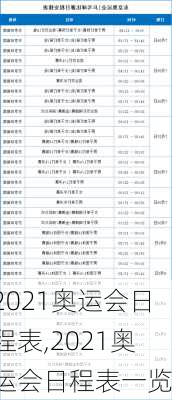 2021奥运会日程表,2021奥运会日程表一览
