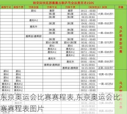 东京奥运会比赛赛程表,东京奥运会比赛赛程表图片