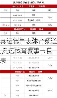 奥运赛事表体育频道,奥运体育赛事节目表