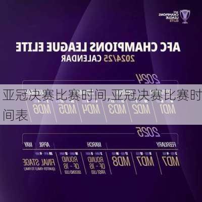 亚冠决赛比赛时间,亚冠决赛比赛时间表