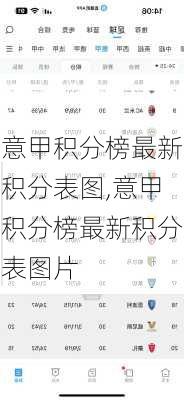 意甲积分榜最新积分表图,意甲积分榜最新积分表图片