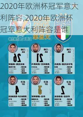 2020年欧洲杯冠军意大利阵容,2020年欧洲杯冠军意大利阵容是谁