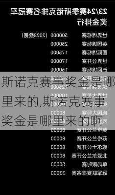 斯诺克赛事奖金是哪里来的,斯诺克赛事奖金是哪里来的啊