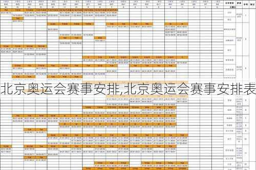 北京奥运会赛事安排,北京奥运会赛事安排表