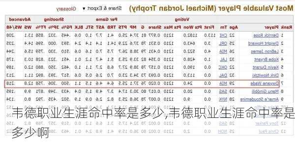 韦德职业生涯命中率是多少,韦德职业生涯命中率是多少啊