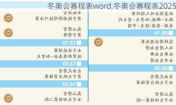 冬奥会赛程表word,冬奥会赛程表2025