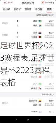 足球世界杯2023赛程表,足球世界杯2023赛程表格