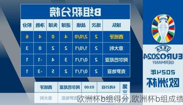 欧洲杯b组得分,欧洲杯b组成绩