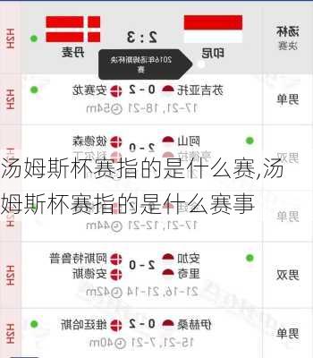 汤姆斯杯赛指的是什么赛,汤姆斯杯赛指的是什么赛事
