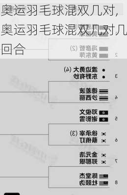 奥运羽毛球混双几对,奥运羽毛球混双几对几回合