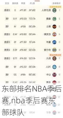 东部排名NBA季后赛,nba季后赛东部球队