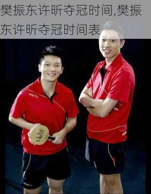 樊振东许昕夺冠时间,樊振东许昕夺冠时间表
