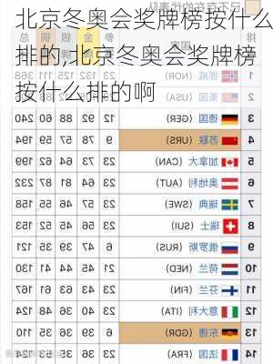 北京冬奥会奖牌榜按什么排的,北京冬奥会奖牌榜按什么排的啊