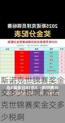 斯诺克世锦赛奖金交多少税啊,斯诺克世锦赛奖金交多少税啊
