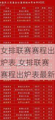 女排联赛赛程出炉表,女排联赛赛程出炉表最新