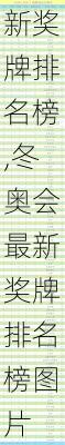 冬奥会最新奖牌排名榜,冬奥会最新奖牌排名榜图片