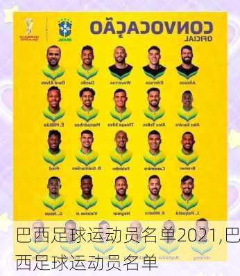 巴西足球运动员名单2021,巴西足球运动员名单