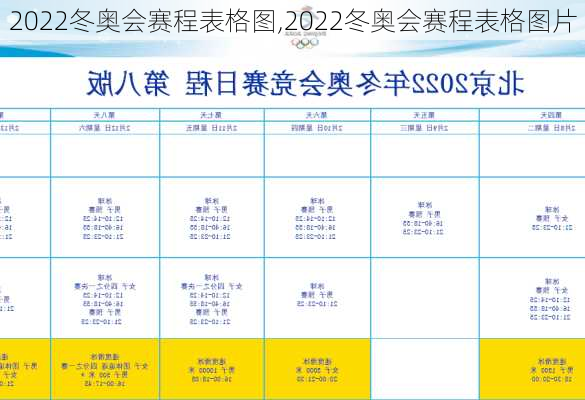 2022冬奥会赛程表格图,2022冬奥会赛程表格图片