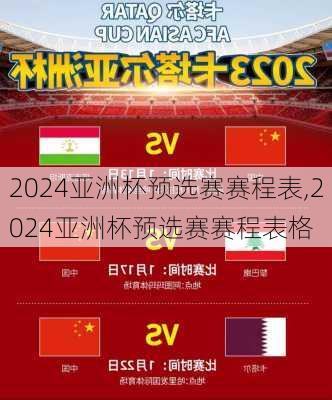 2024亚洲杯预选赛赛程表,2024亚洲杯预选赛赛程表格