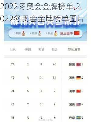 2022冬奥会金牌榜单,2022冬奥会金牌榜单图片
