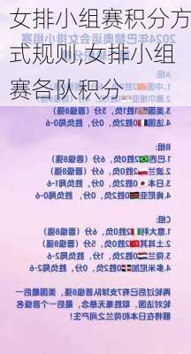 女排小组赛积分方式规则,女排小组赛各队积分