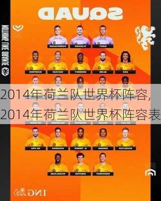 2014年荷兰队世界杯阵容,2014年荷兰队世界杯阵容表