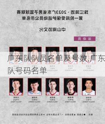 广东队队员名单及号数,广东队号码名单