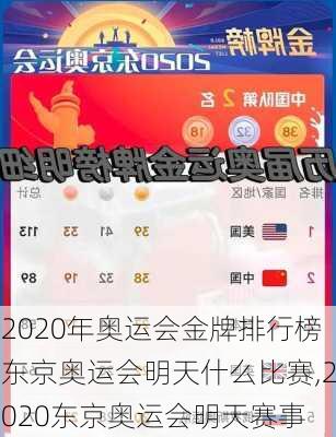 2020年奥运会金牌排行榜东京奥运会明天什么比赛,2020东京奥运会明天赛事