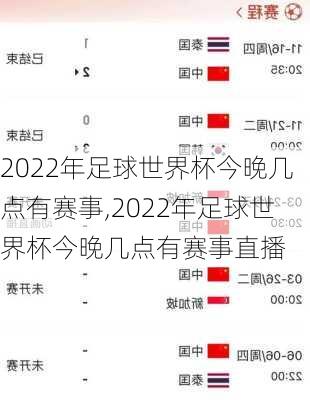 2022年足球世界杯今晚几点有赛事,2022年足球世界杯今晚几点有赛事直播