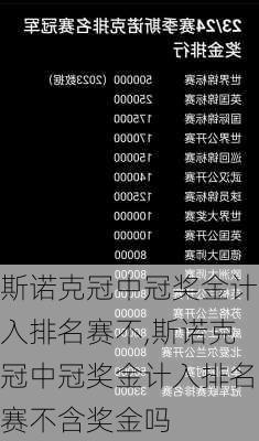 斯诺克冠中冠奖金计入排名赛不,斯诺克冠中冠奖金计入排名赛不含奖金吗