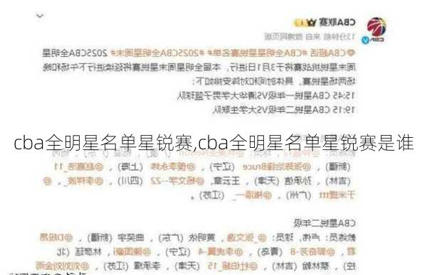cba全明星名单星锐赛,cba全明星名单星锐赛是谁