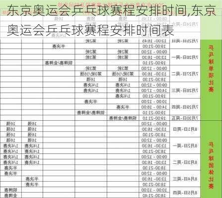东京奥运会乒乓球赛程安排时间,东京奥运会乒乓球赛程安排时间表