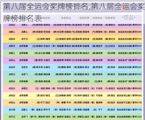 第八届全运会奖牌榜排名,第八届全运会奖牌榜排名表