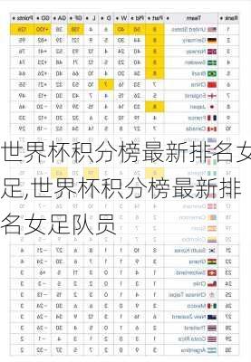 世界杯积分榜最新排名女足,世界杯积分榜最新排名女足队员