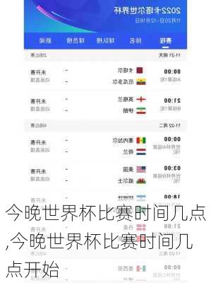 今晚世界杯比赛时间几点,今晚世界杯比赛时间几点开始