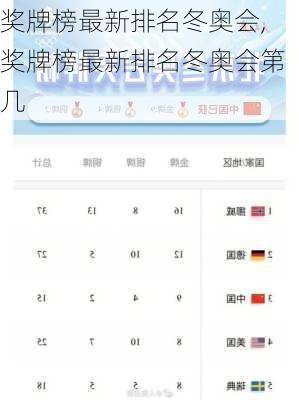 奖牌榜最新排名冬奥会,奖牌榜最新排名冬奥会第几