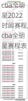 cba全明星2022时间赛程,cba全明星赛程表