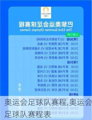 奥运会足球队赛程,奥运会足球队赛程表