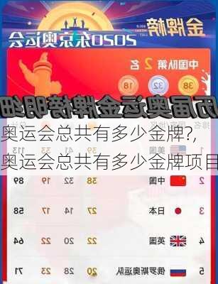 奥运会总共有多少金牌?,奥运会总共有多少金牌项目
