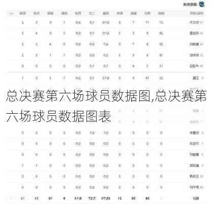 总决赛第六场球员数据图,总决赛第六场球员数据图表