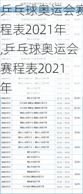 乒乓球奥运会赛程表2021年,乒乓球奥运会赛程表2021年
