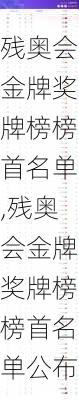 残奥会金牌奖牌榜榜首名单,残奥会金牌奖牌榜榜首名单公布